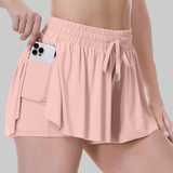 Maddie 2 in 1 Flowy Sports Shorts (Light Peach)