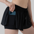Maddie 2 in 1 Flowy Sports Shorts (Black)