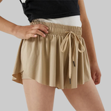 Maddie 2 in 1 Flowy Sports Shorts (Khaki)