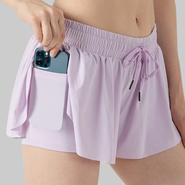 Maddie 2 in 1 Flowy Sports Shorts (Lavender)