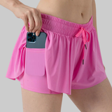 Maddie 2 in 1 Flowy Sports Shorts (Pink)