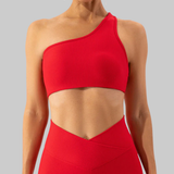 Olivia One Shoulder Sports Bra (Red)