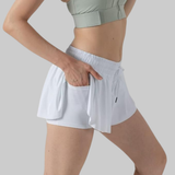 Maddie 2 in 1 Flowy Sports Shorts (White)
