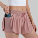 Maddie 2 in 1 Flowy Sports Shorts (Pink)