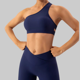 Olivia One Shoulder Sports Bra (Blue)
