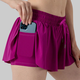 Maddie 2 in 1 Flowy Sports Shorts (Magenta)