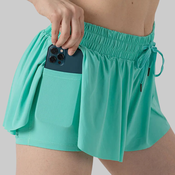 Maddie 2 in 1 Flowy Sports Shorts (Teal)