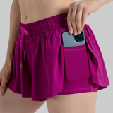 Maddie 2 in 1 Flowy Sports Shorts (Magenta)