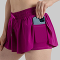 Maddie 2 in 1 Flowy Sports Shorts (Magenta)