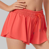 Maddie 2 in 1 Flowy Sports Shorts (Coral Red)