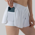 Maddie 2 in 1 Flowy Sports Shorts (White)