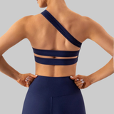 Olivia One Shoulder Sports Bra (Blue)