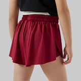 Maddie 2 in 1 Flowy Sports Shorts (Wine Red)