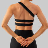 Olivia One Shoulder Sports Bra (Black)