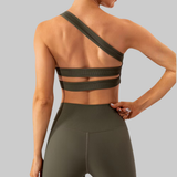 Olivia One Shoulder Sports Bra (Green)
