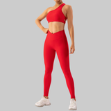 Olivia One Shoulder Sports Bra (Red)