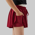 Maddie 2 in 1 Flowy Sports Shorts (Wine Red)