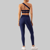 Olivia One Shoulder Sports Bra (Blue)