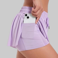 Maddie 2 in 1 Flowy Sports Shorts (Lavender)