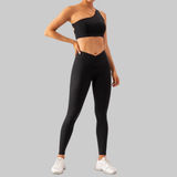 Olivia One Shoulder Sports Bra (Black)