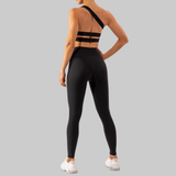 Olivia One Shoulder Sports Bra (Black)