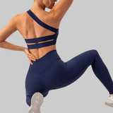 Olivia One Shoulder Sports Bra (Blue)