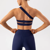 Olivia One Shoulder Sports Bra (Blue)