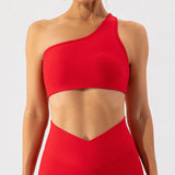 Olivia One Shoulder Sports Bra (Red)